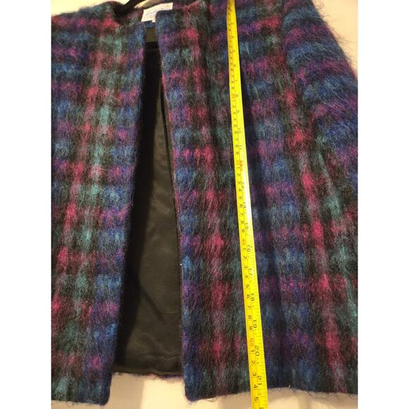 Vintage Lombardi Open Front USA Made Fuzzy Plaid Blazer Jacket 10 M Mohair Wool - Picture 5 of 8